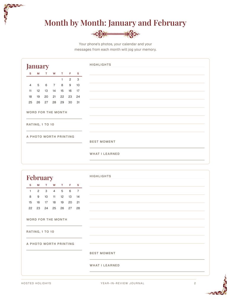 A page from the Year-in-Review Journal